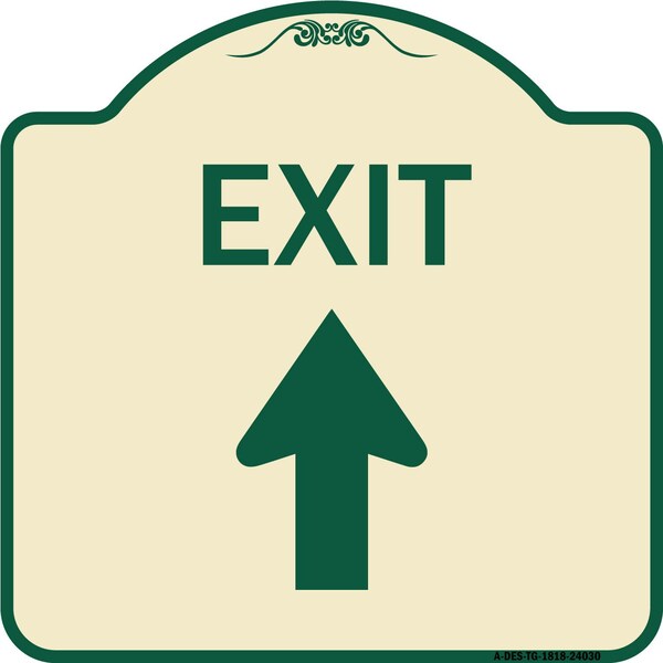 Exit Exit with Up Arrow Heavy-Gauge Aluminum Architectural Sign, 18" H, 18" L, TG-1818-24030